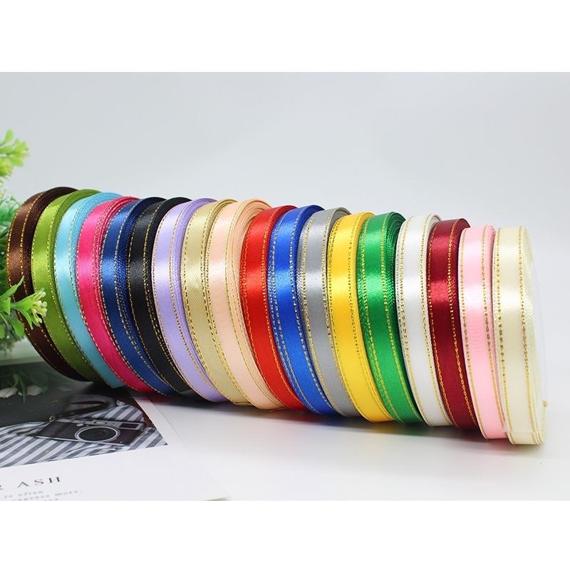 Ruy băng lụa viền Kim tuyến 1cm (22m)