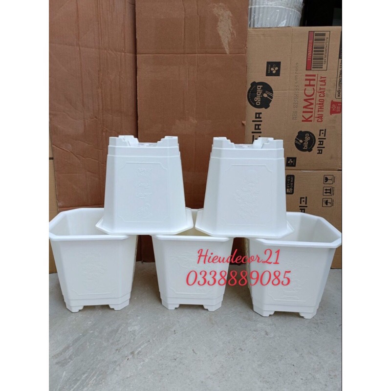 (25x27)Chậu nhựa vuông TGA280 dày dặn, trồng cây siêu bền, siêu đẹp, hàng sẵn kho