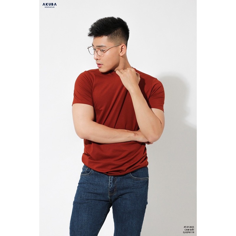 Áo thun nam trơn cổ tròn cotton AKUBA form slimfit basic tay ngắn, vải mịn, co giãn 4 chiều thoải mái, trẻ trung 01J655 | BigBuy360 - bigbuy360.vn