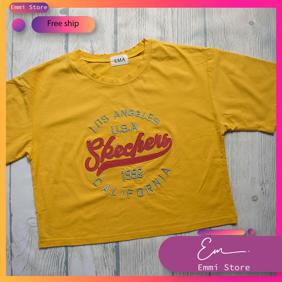 Áo Thun Nữ 💙 FREESHIP💙 Áo Croptop Ema Hàng Nhập QC Cao Cấp, Hình Thêu Đẹp, Siêu Yêu, Chuẩn Hàng Shop | BigBuy360 - bigbuy360.vn