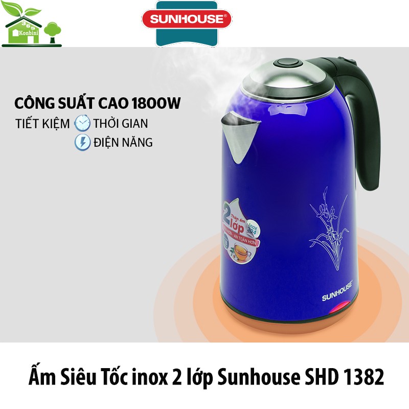 Ấm siêu tốc inox 2 lớp 1.7 L SUNHOUSE SHD1382