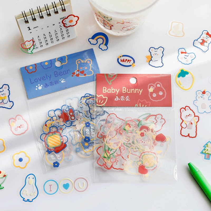 Sticker dán hoạt hình siêu cute dễ thương dán sổ, dán điện thoại đẹp