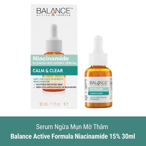 Serum Ngừa Mụn Mờ Thâm Balance Active Formula Niacinamide 15% Blemish Recovery 30ml