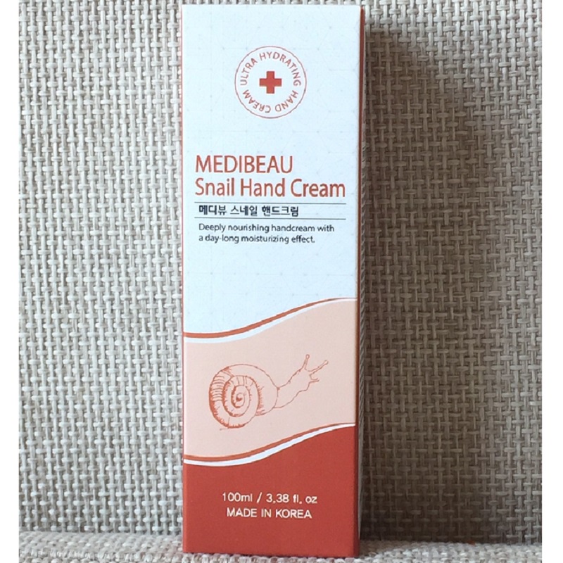 Kem Dưỡng Da Tay Ốc Sên Medibeau Snail Hand Cream Hàn Quốc, Tuýp 100ml, Giúp Da Trắng Sáng, Ngừa Nứt Nẻ