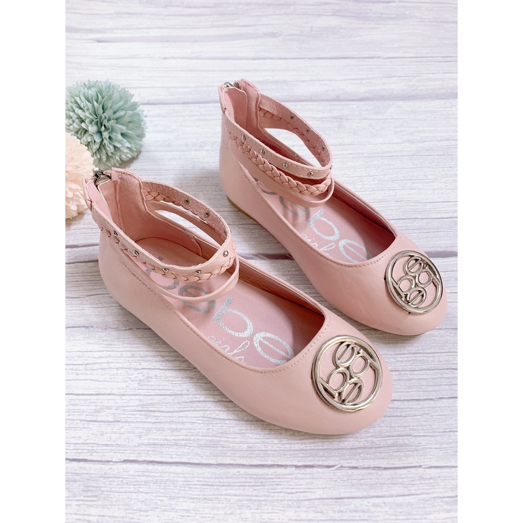 Giày búp bê bé gái BEBE hai màu  hàng xuất dư tiểu thư siêu xịn có khóa kéo đằng sau