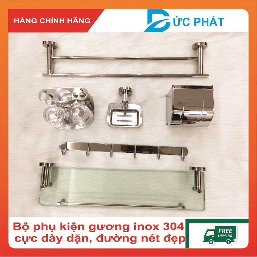 Bộ phụ kiện gương nhà tắm cao cấp hàng dày đẹp loại 1 chuẩn inox 304