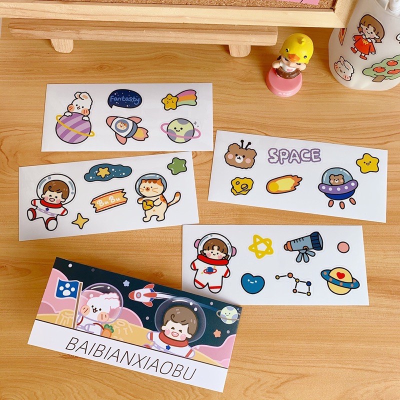 Set 4 miếng sticker trang trí bàn học, bàn làm việc