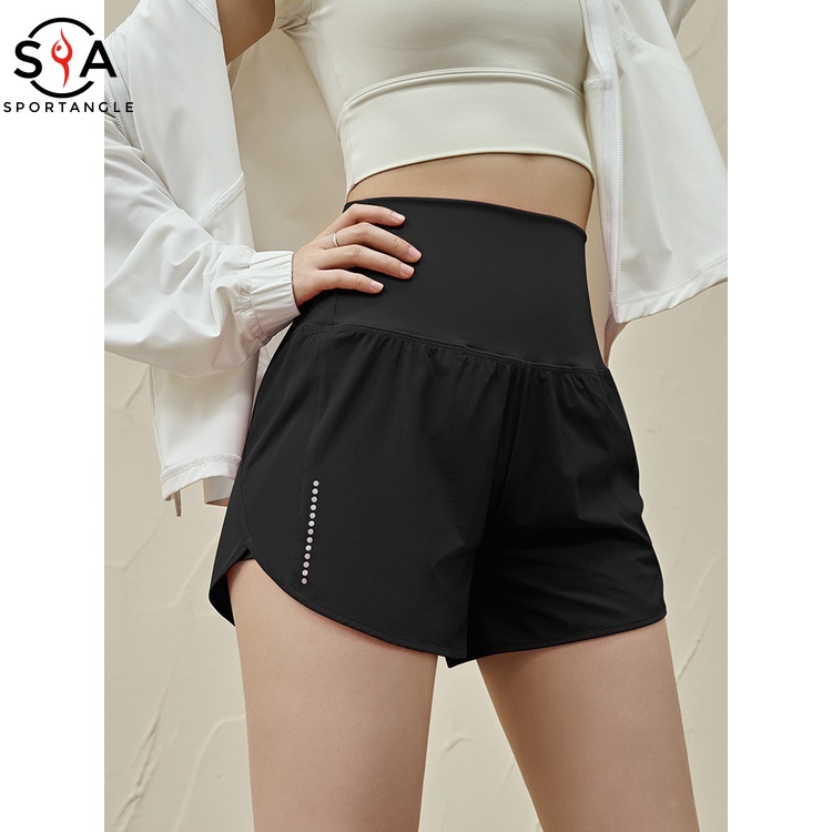 Quần short thể thao SPORTSANGEL lưng cao giả hai lớp thời trang cho nữ