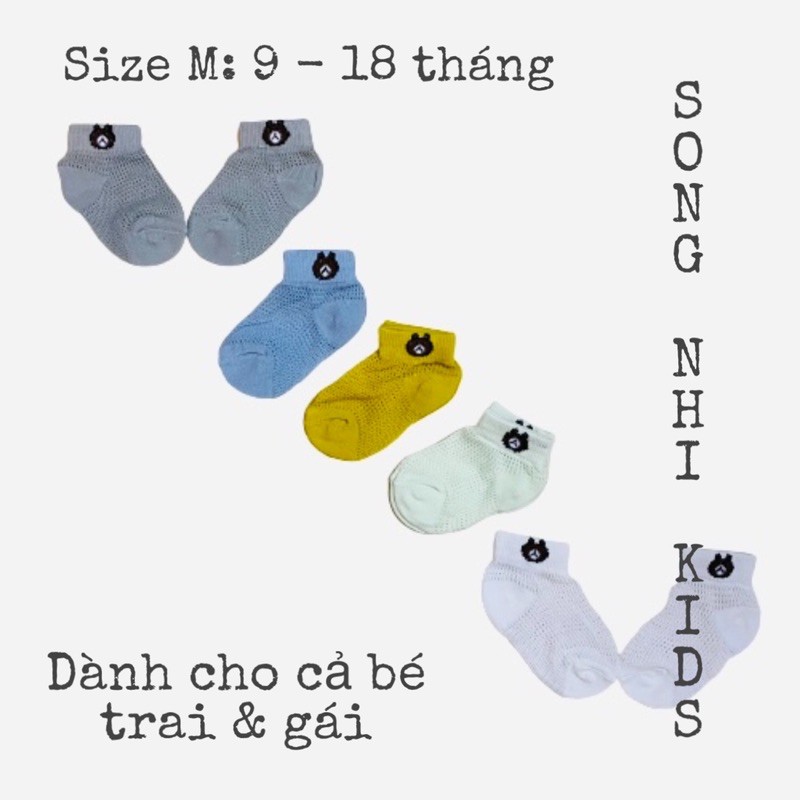 SET 5 TẤT LƯỚI SƠ SINH HÌNH GẤU CHO BÉ 3 - 18 THÁNG