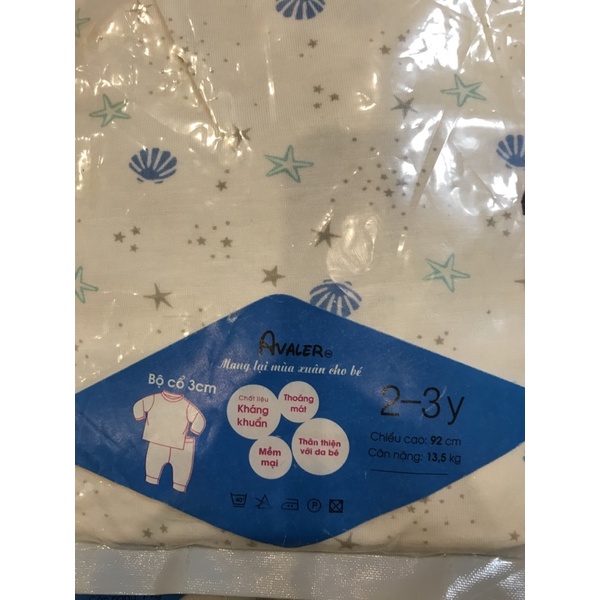 Bộ dài tay cài vai Avaler cho bé từ 3-9m