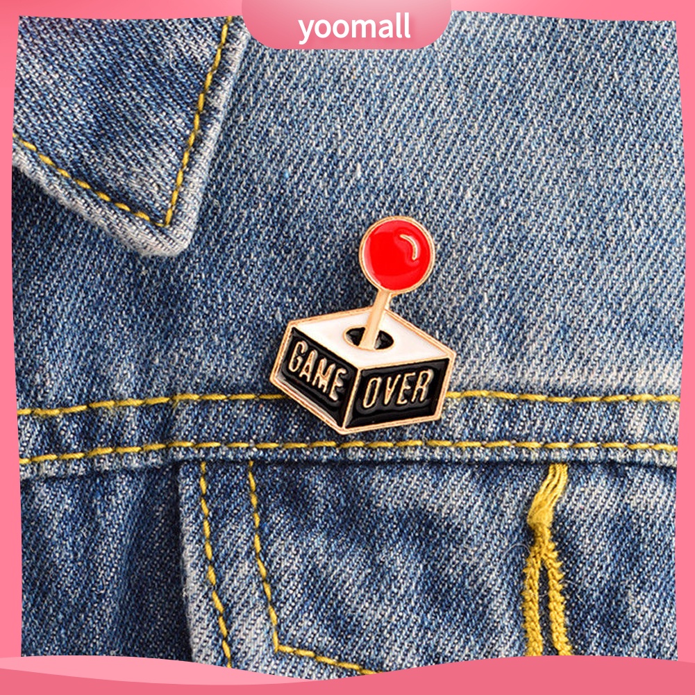 YOML✔Game Over Joystick Enamel Badge Collar Lapel Brooch Pin Clothes Jewelry Decor