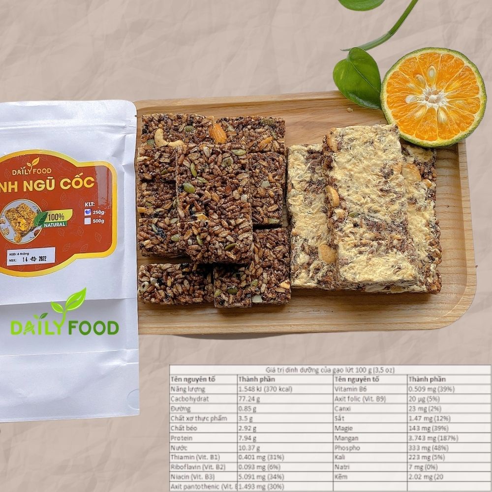 Thanh Gạo Lứt Trà Bông Ngũ Cuốc , Gạo Lứt Sấy Rong Biển Ăn Kiêng Dailyfood Chính Hãng