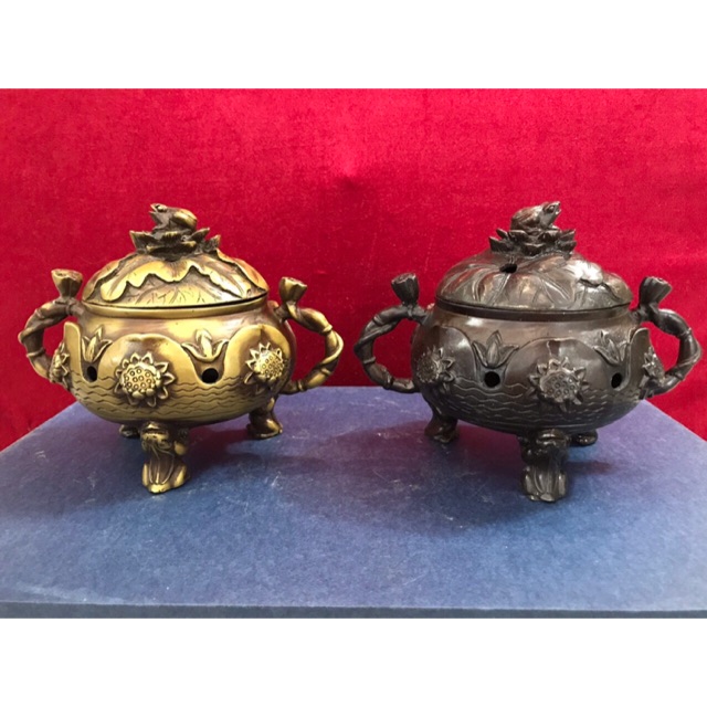 Lư xông trầm đốt trầm Sen cỡ to bằng đồng