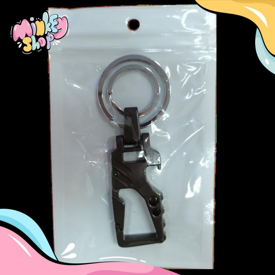 Móc khóa ô tô xe máy đa năng kiêm con quay khui bia bằng Thép INOX kim Loại không gỉ 02MKKL -Minkey