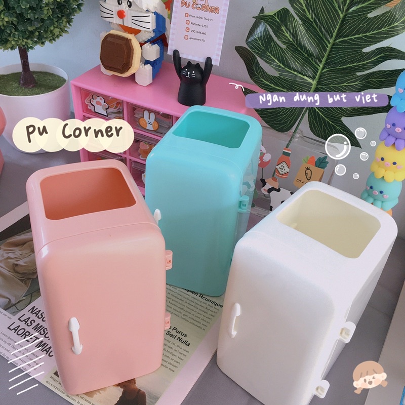 Kệ đựng bút hình tủ lạnh cute decor bàn học