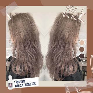 SET Thuốc Nhuộm Tóc Màu Nâu Trà Sữa Không Hại Tóc Cao Cấp