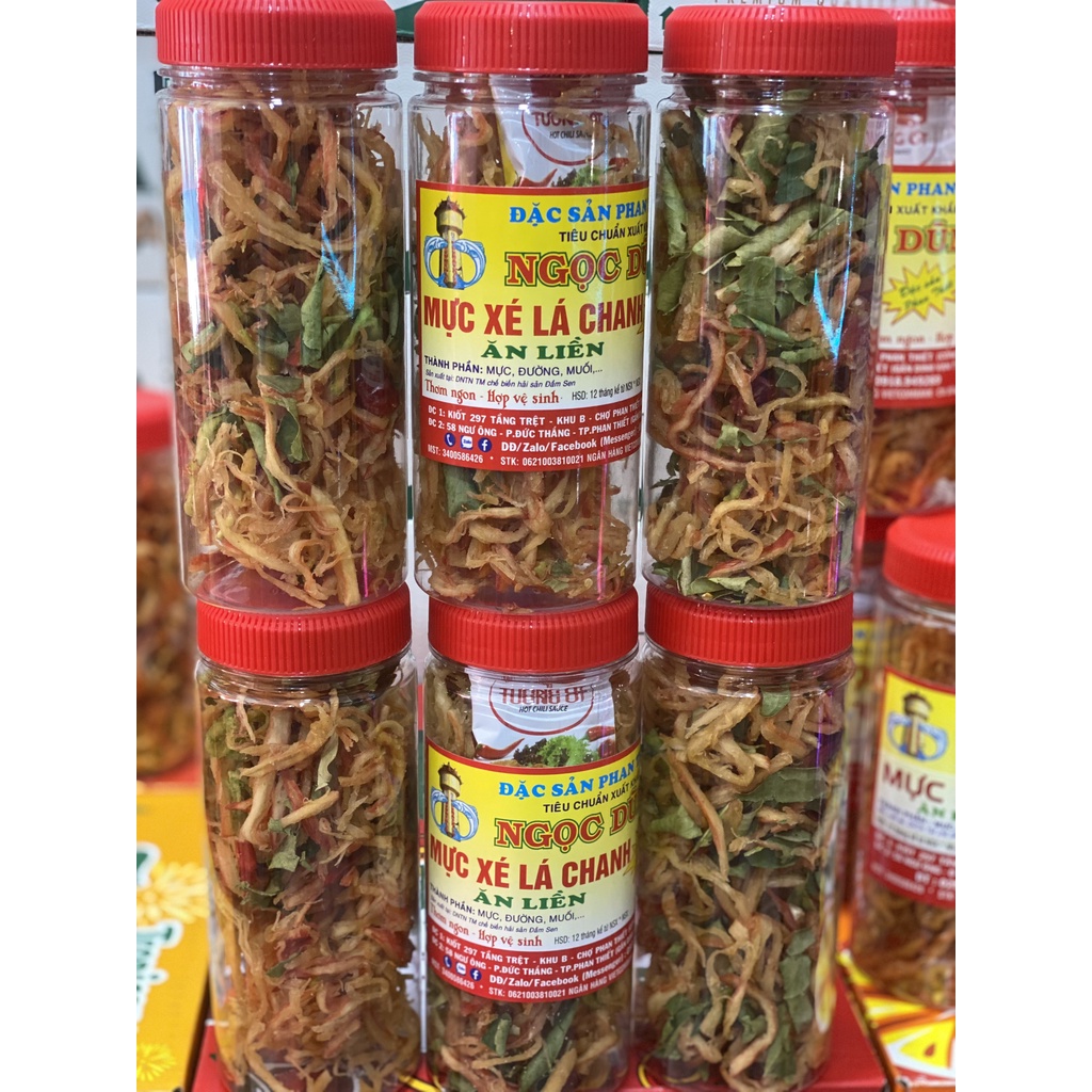 Mực Xé Lá Chanh ( ăn liền ) là món ăn ngon của Shop Đặc Sản Biển Phan Thiết NGỌC DŨNG; Hộp 200 gram. HSD 12 tháng