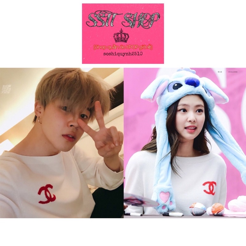 (Tặng ảnh BTS)Áo Jimin Jennie chữ X đơn giản dài tay