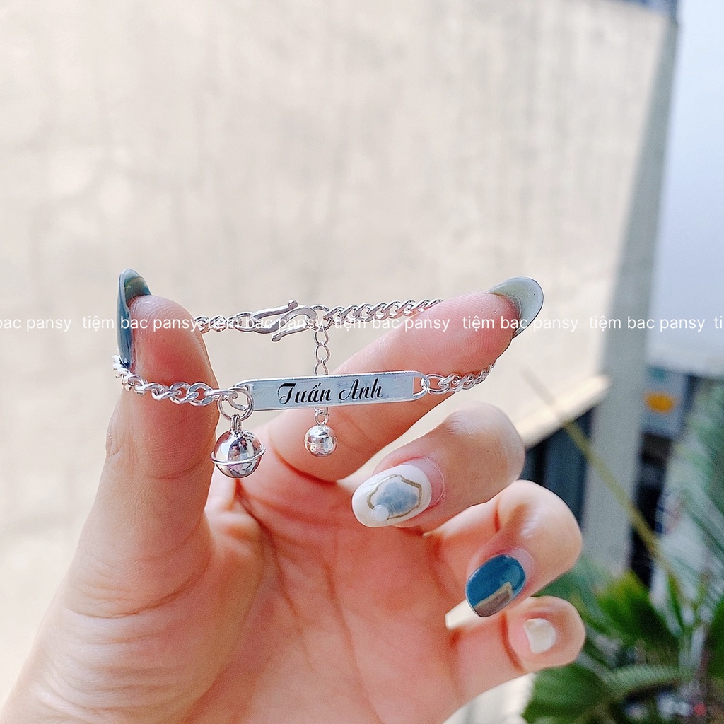 Lắc bạc cho bé khắc tên miễn phí - Vòng bạc trẻ em đeo tay, chân đều được