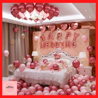 TRANG TRÍ ĐÁM CƯỚI ❤️FREESHIP❤️ Set bóng trang trí phòng cưới đám cưới hồng lãng mạn siêu đẹp W10 🎁CÓ QUÀ TẶNG KÈM