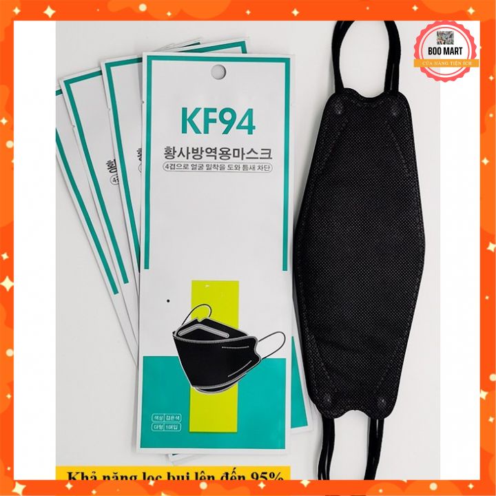 Khẩu trang KF94 xuất khẩu ⚡FREESHIP⚡ 10c chống bụi mịn PM2.5 lọc 95% các hạt có kích thước siêu nhỏ, cực xịn - BooMart