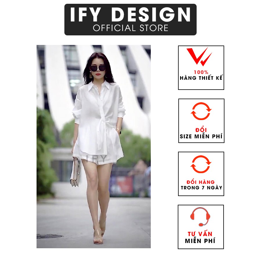Set sơ mi nữ | Áo sơ mi, Quần short 4 màu [Thương hiệu IFY Design] - Hàng Thiết Kế Cao Cấp - FS126