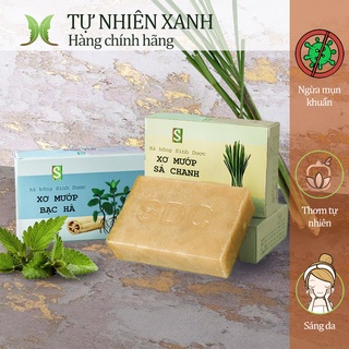 Xà bông xơ mướp bạc hà - sả chanh organic tự nhiên htx sinh dược 120g