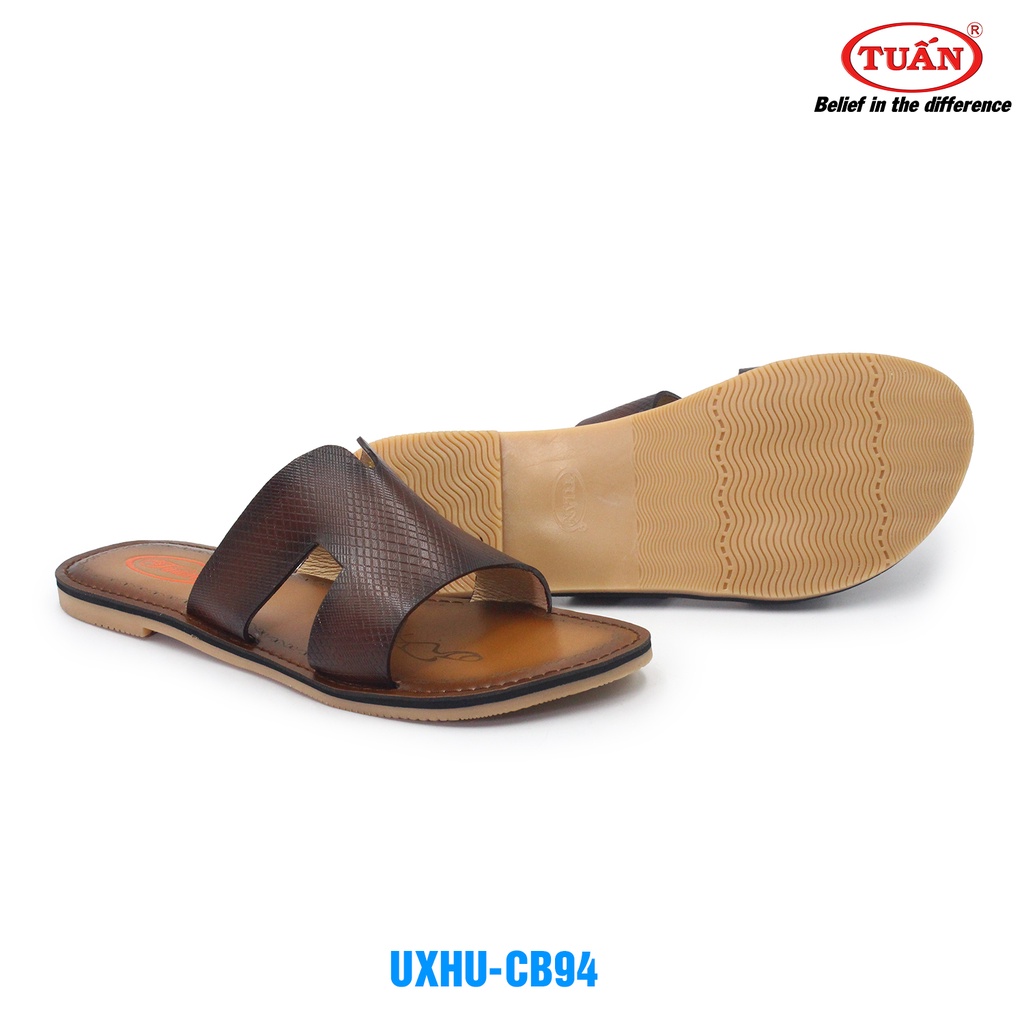 Dép nữ bệt quai da bò đế bằng thương hiệu Tuấn UXHU-B94