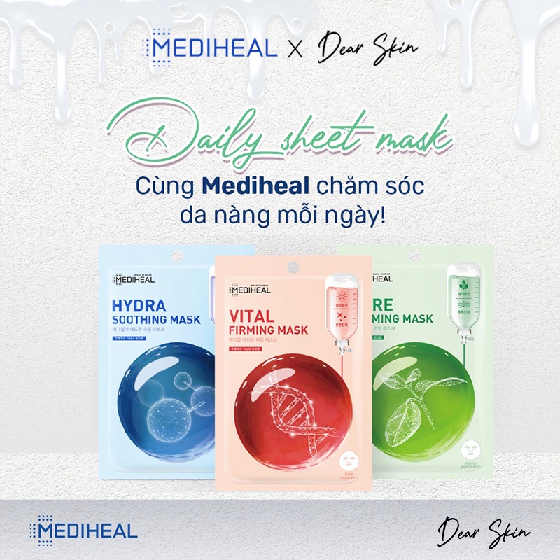 [Chính hãng] Mặt nạ Mediheal siêu rẻ, dưỡng da dịu nhẹ Vital Firming - Pure Calming - Hydra Soothing Mask 20ml