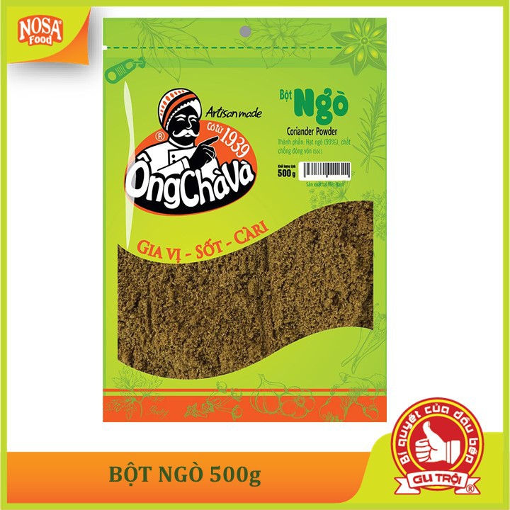 Bột Ngò Ông Chà Và 500gr - Gia vị bột khô dùng trong tẩm ướp, dậy mùi các món súp, nước dùng phở