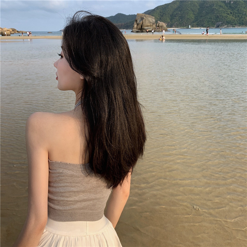 Xiaozhainv Áo Dệt Kim Không Tay Phong Cách Hàn Quốc 5 Màu Lựa Chọn Cho Nữ