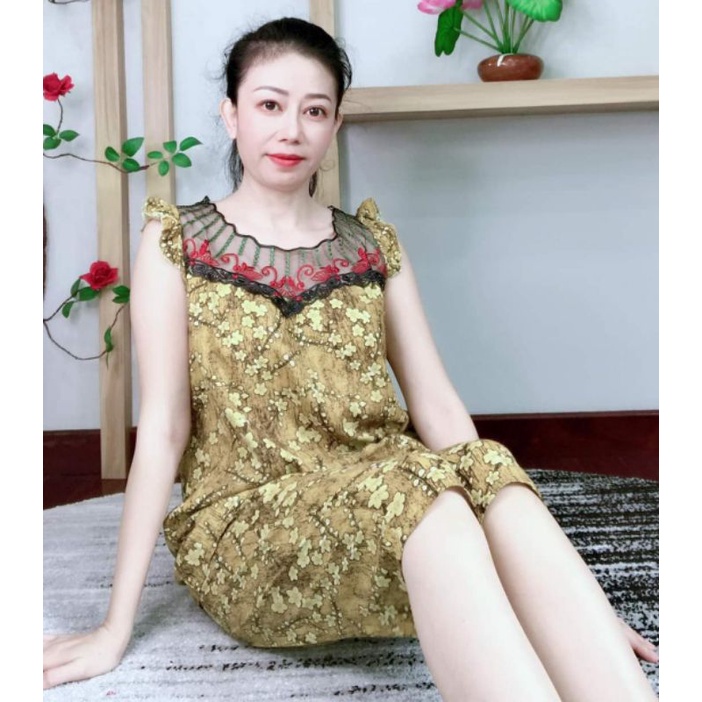Bộ tole lửng nữ mặc nhà phối ren cổ siêu sang Hàng bao đẹp.
