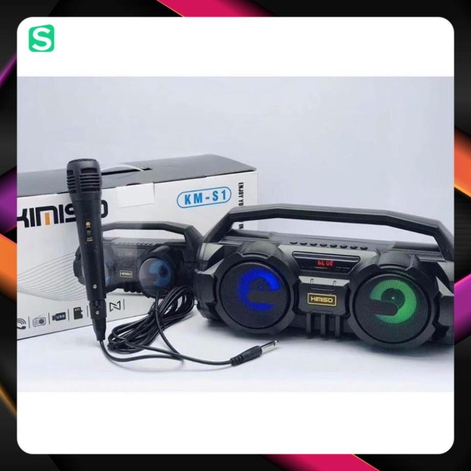 Loa Bluetooth Kimiso S1 kèm mic hát có lỗ usb( có thể sạc điện thoại) và khe gắn thẻ nhớ giảm giá