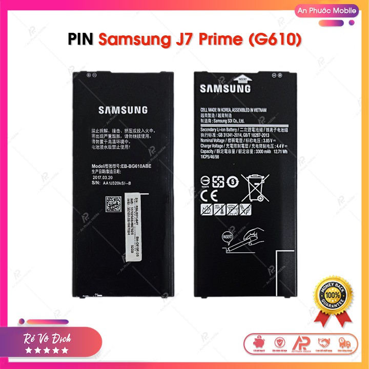 Pin Samsung Galaxy J7 Prime / G610 Zin Bóc Máy