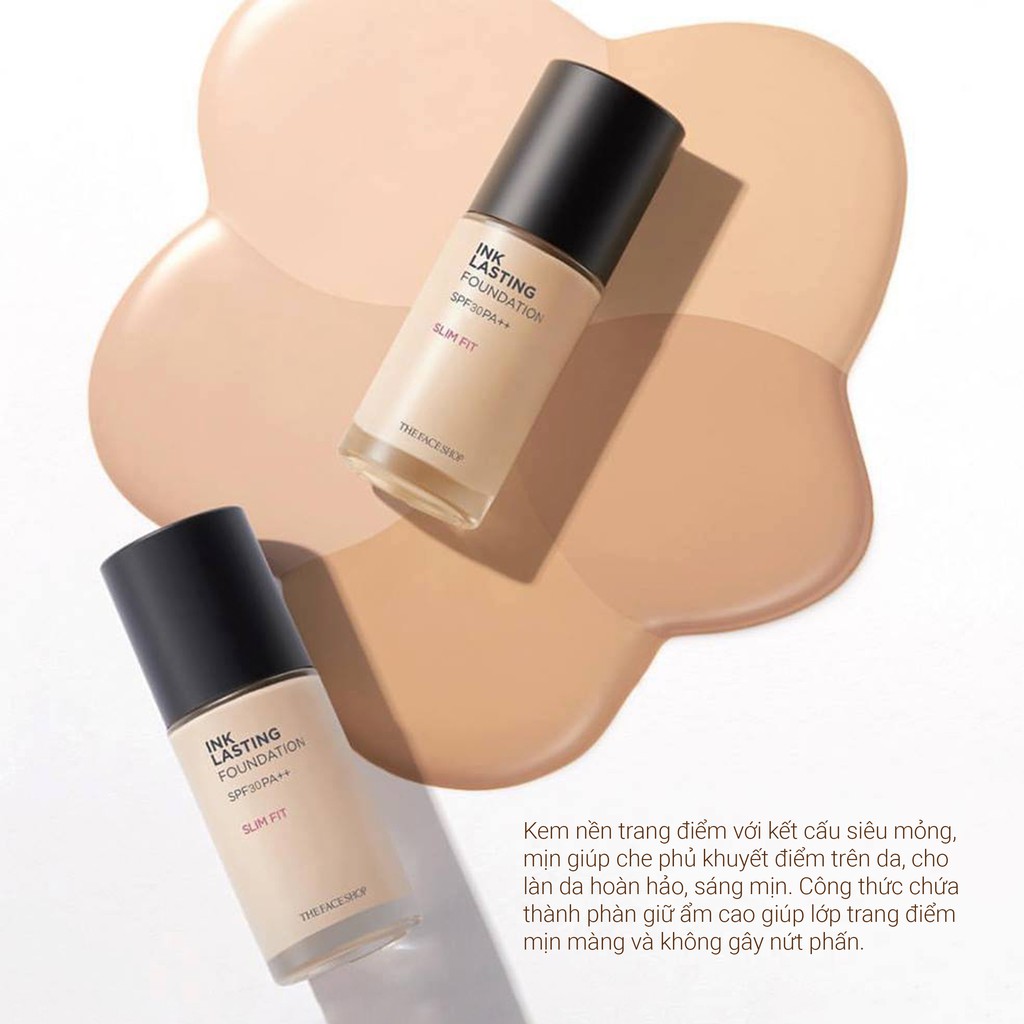 Kem Nền Đa Năng TheFaceShop Ink Lasting Foundation Slim Fit SPF30, Pa++ 30ml