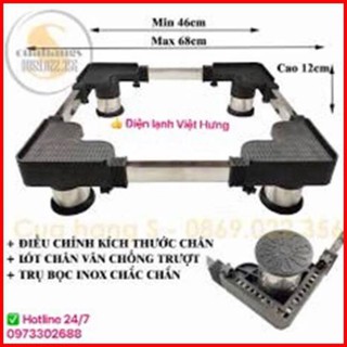 Kệ máy giặt chân máy giặt tủ lạnh kê tủ lạnh máy giặt trụ Inox cao cấp - BH 2 năm