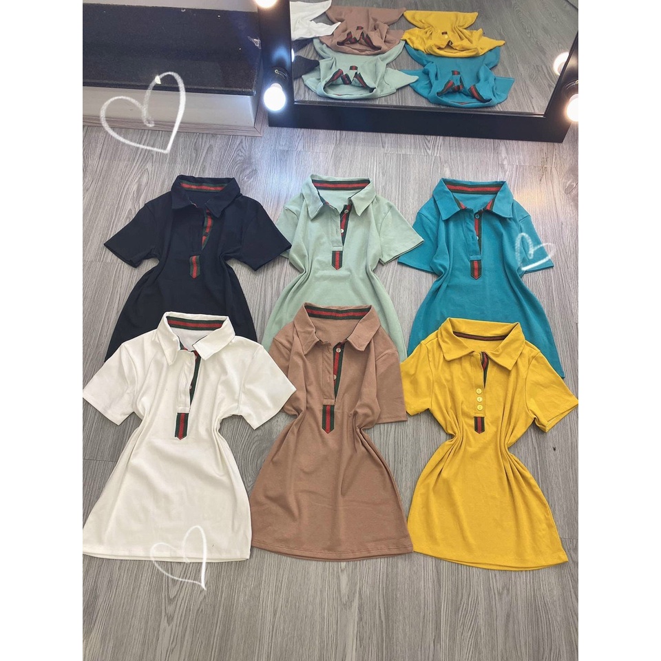 áo thun polo cổ bẻ viền màu cài nút xinh cá tính