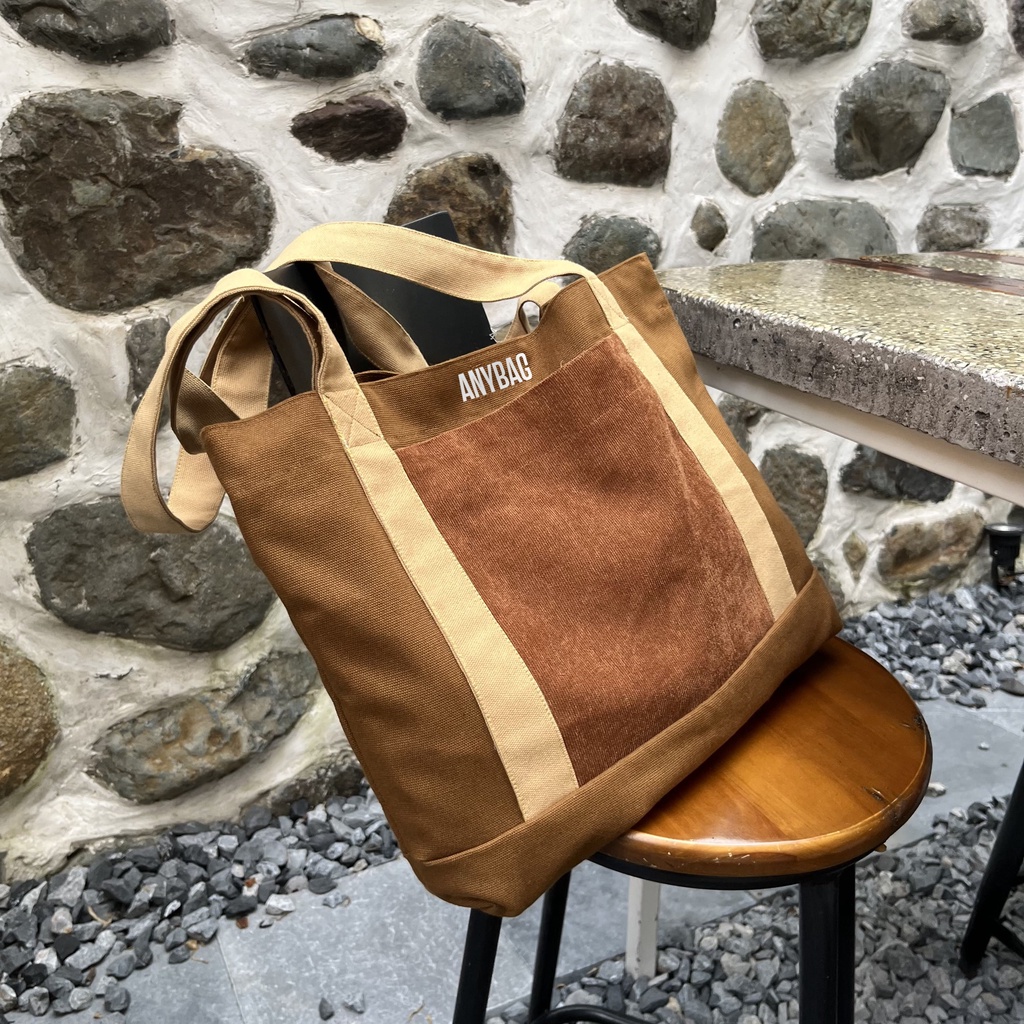 Túi tote vải canvas phối màu dáng ngang thời trang ANYBAG