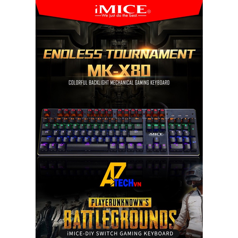 BỘ BÀN PHÍM CƠ GAMING, KEYBOARD IMICE MK X80 LED RGB CHUYỂN GAME ESPOST (Blue switch) - BH 12 THÁNG