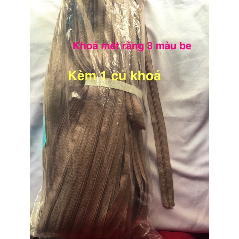 khoá mét răng 5 ,răng 3 kèm 1 đầu chuôi khoá