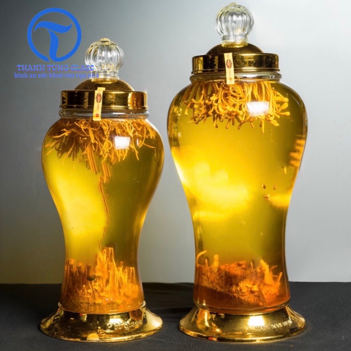 Bình ngâm rượu sâm thủy tinh  Phú Hoà 3 lít có van và không van