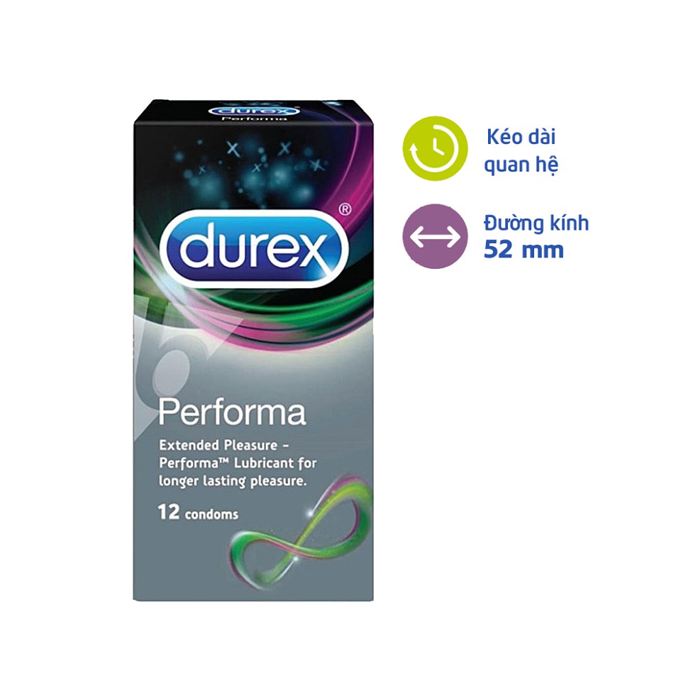 Bao cao su Durex Performa 52mm (hộp 12 cái)