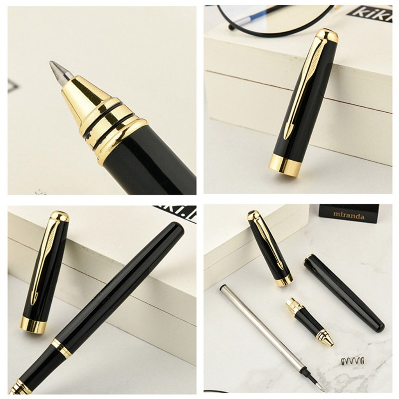 Luxury Metal Signature Ballpoint Pen Black Ink Business Writing Office Supplies