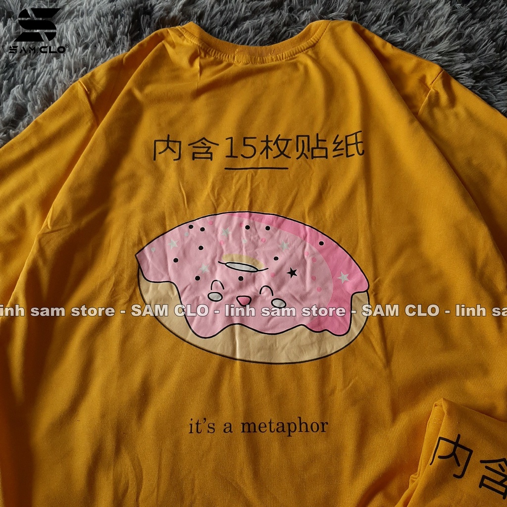Áo thun tay lỡ nữ SAM CLO freesize phông form rộng dáng Unisex - Ulzzang mặc cặp, nhóm, lớp in hình BÁNH DONUT