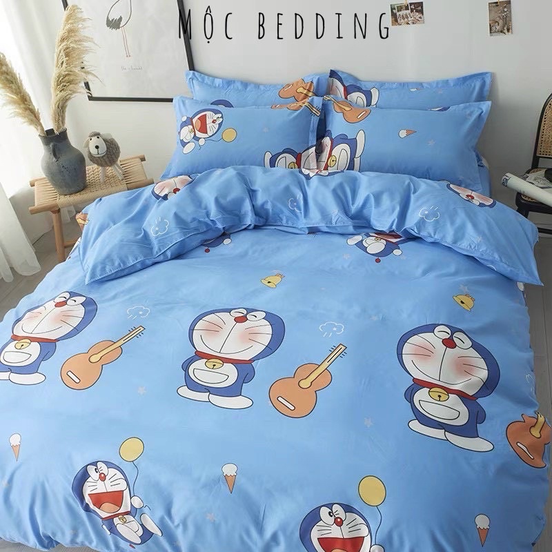 Bộ chăn ga gối Doraemon Cute - Chát liệu Cotton thấm hút - Set 5 món nhập khẩu