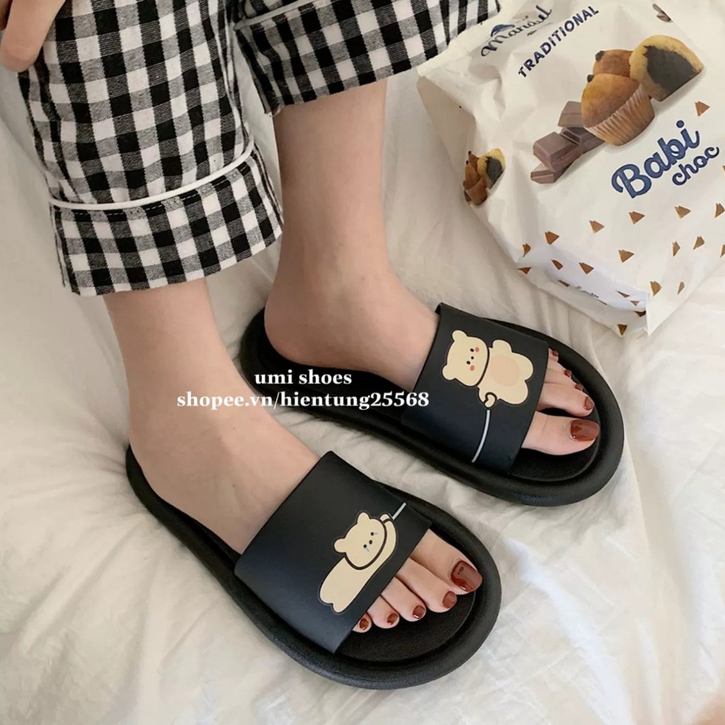 [HOT 2020] Dép nữ đế bằng Ulzzang Gấu dắt lê cute xinh bền đẹp dễ thương rửa nước đi mưa đi biển đi chơi trend | BigBuy360 - bigbuy360.vn