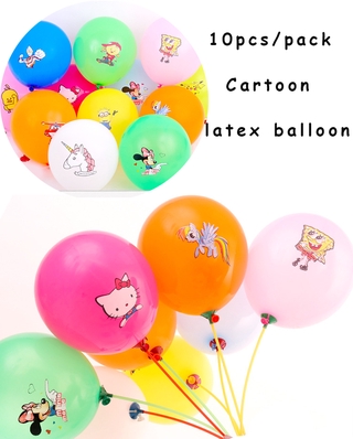 Set 10 Bong Bóng Cao Su Đồ Chơi In Hoạ Tiết Hoạt Hình Dễ Thương Dùng Trang Trí Tiệc 12 inch