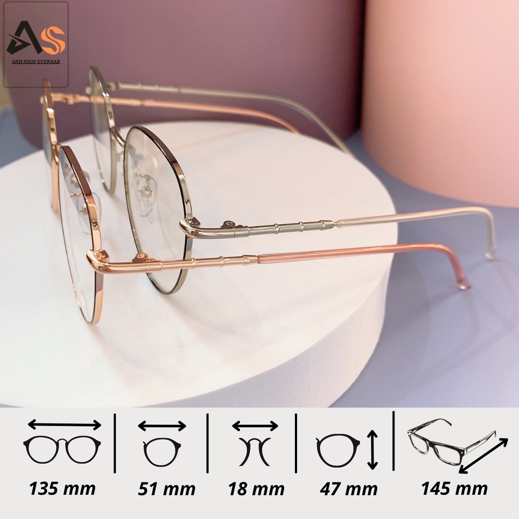 Kính tròn thời trang nam nữ kiểu dáng thanh mảnh dễ ôm mặt chất liệu kim loại 2998