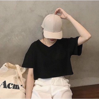 Áo CROPTOP Nữ hở eo cổ tim/cổ tròn trơn