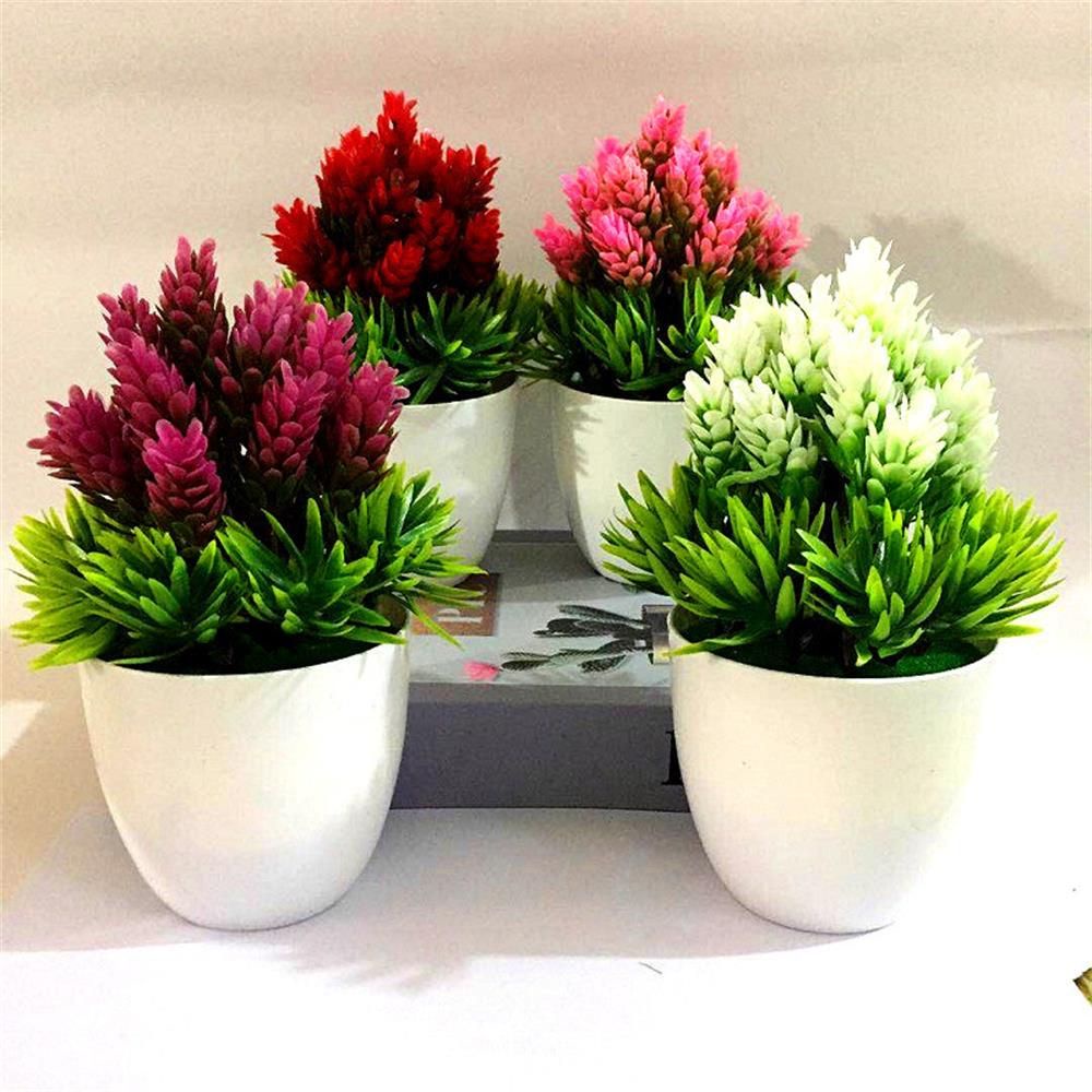 Chậu Hoa Giả Nhiều Màu Sắc Dùng Trang Trí Tiệc Cưới / Văn Phòng